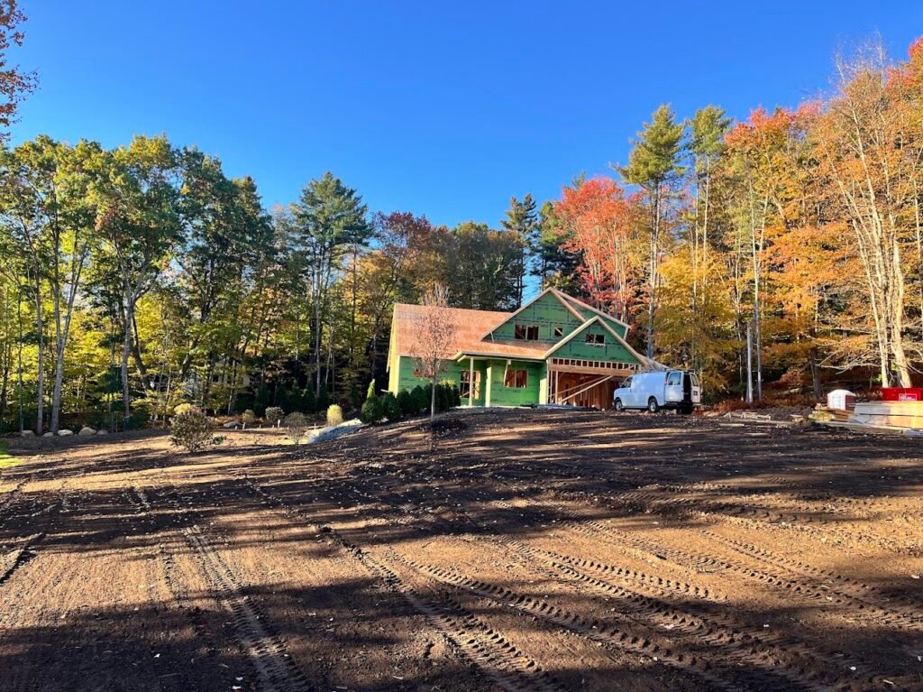 Bedford new construction: Actual Bedford home under construction.