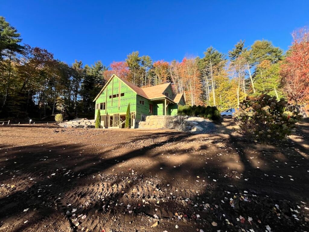 Bedford new construction: Actual Bedford property under construction.