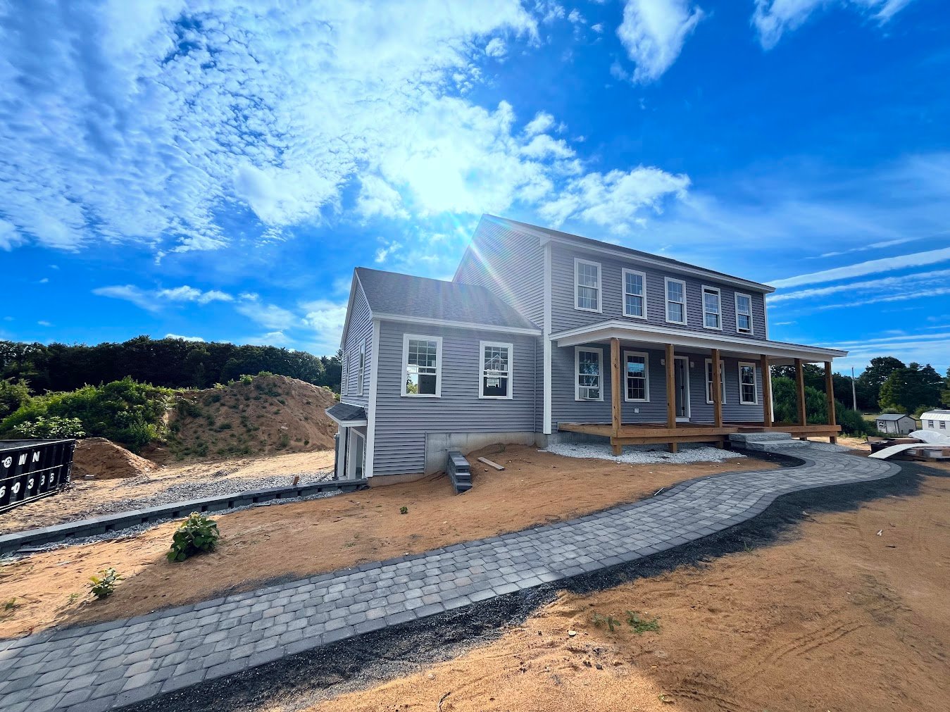 Construction-stage exterior of the sold Brentwood home